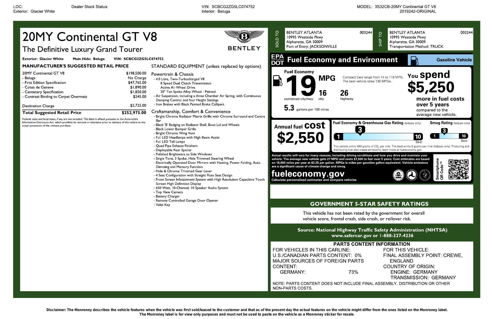 Used 2020 Bentley Continental GT V8 For Sale ($229,900) | Marino