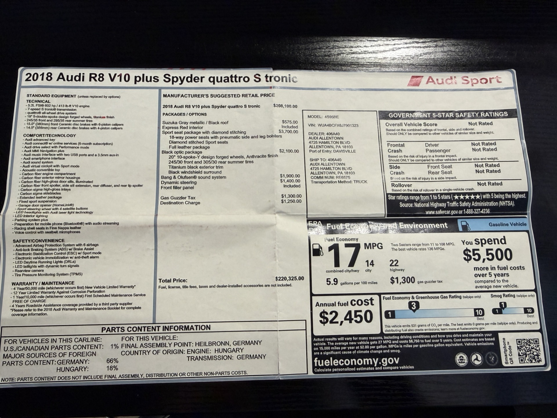 2018 Audi R8 V10 Plus Spyder Quattro S tronic photo 3